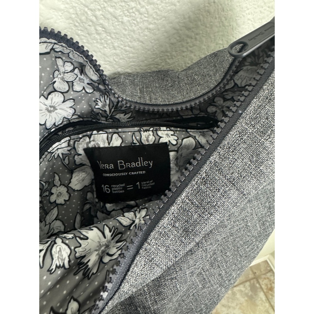 Vera Bradley ReActive Hipster Crossbody Bag Gray Heathered Recycled Polyester - Picture 7 of 9